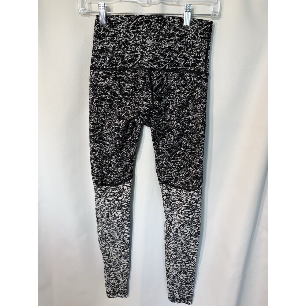 Lululemon Leggings Womens 6 Black White High Rise Ankle Colorblock Yoga Athletic